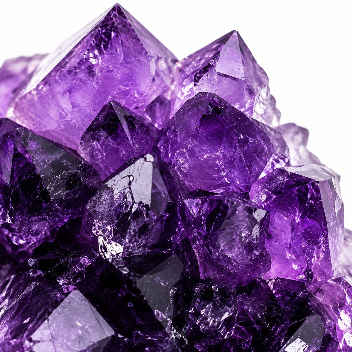 Raw purple amethyst geode cluster