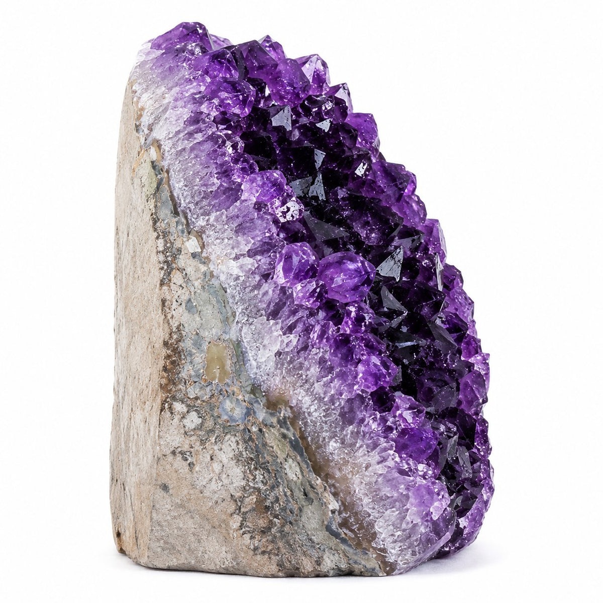 Raw purple amethyst geode cluster