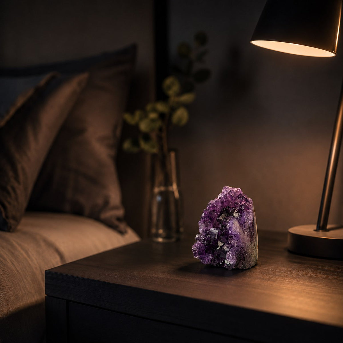 Raw purple amethyst geode cluster