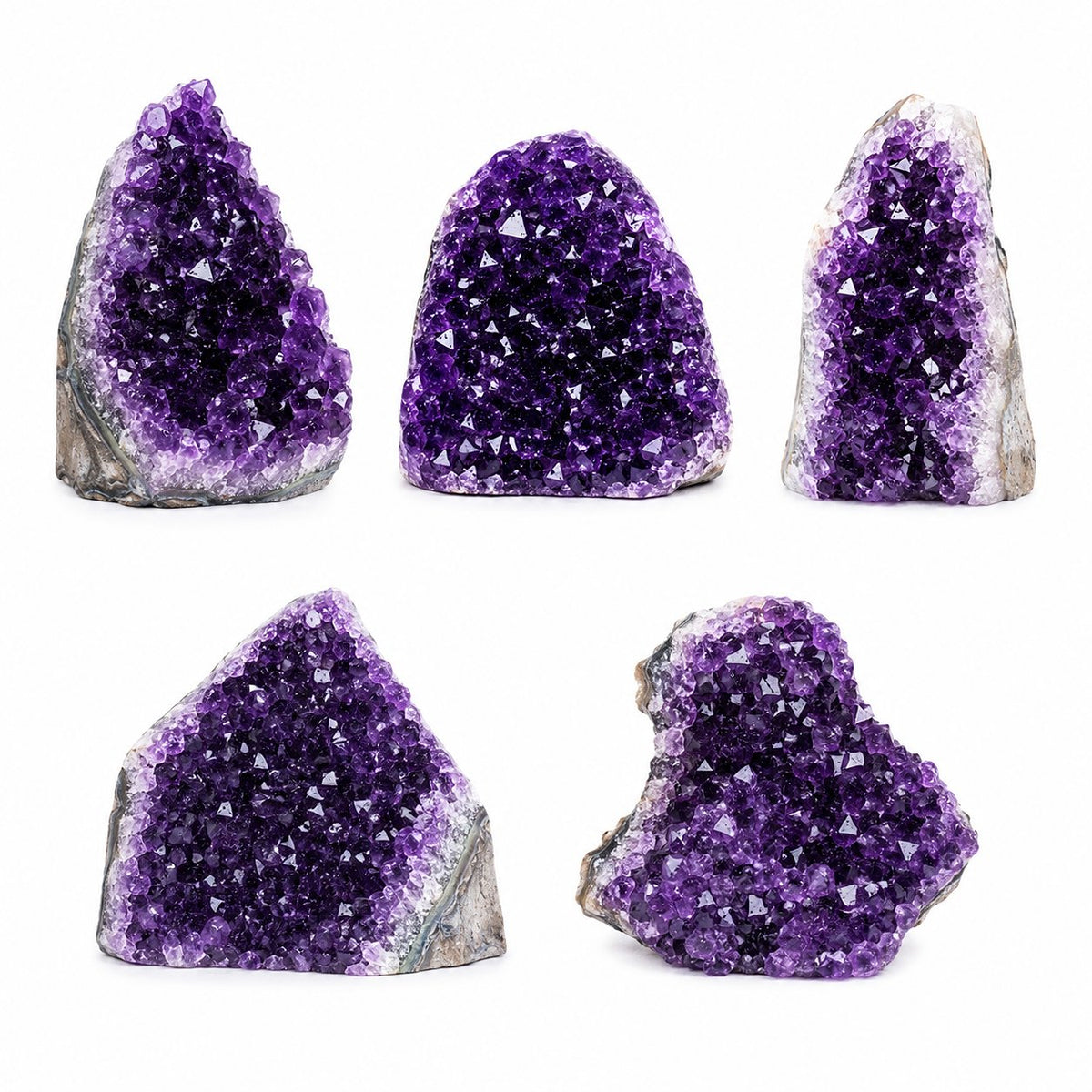 Raw purple amethyst geode cluster