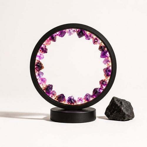 Amethyst crystal table lamp