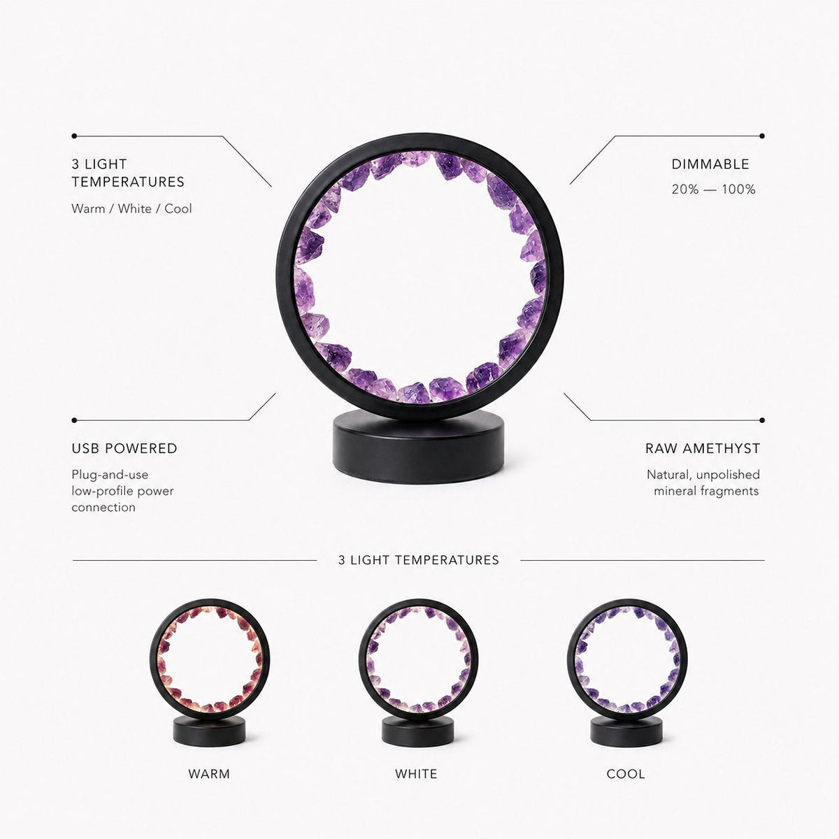 Amethyst crystal table lamp