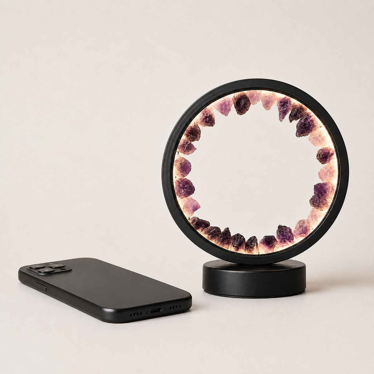 Amethyst crystal table lamp