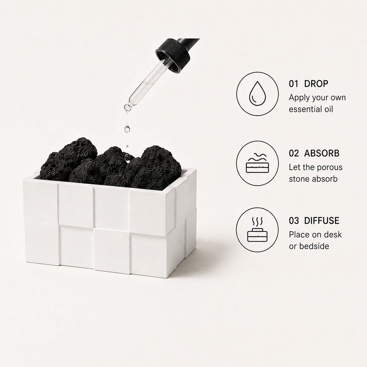 Black lava rock essential oil diffuser