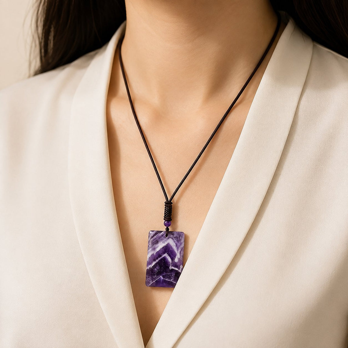 Chevron amethyst pendant